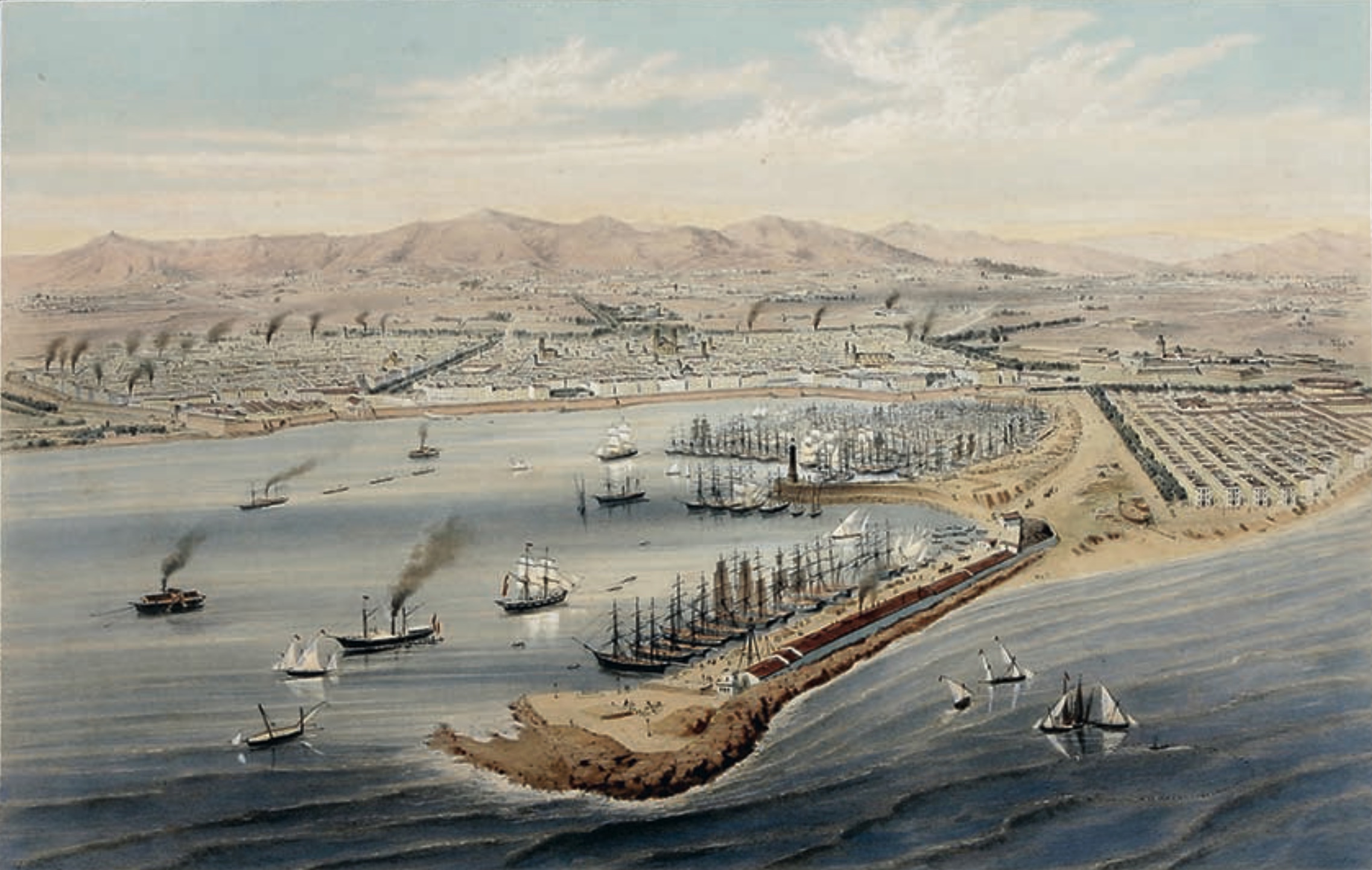 Mapa del port de Barcelona de Alfred Guesdon